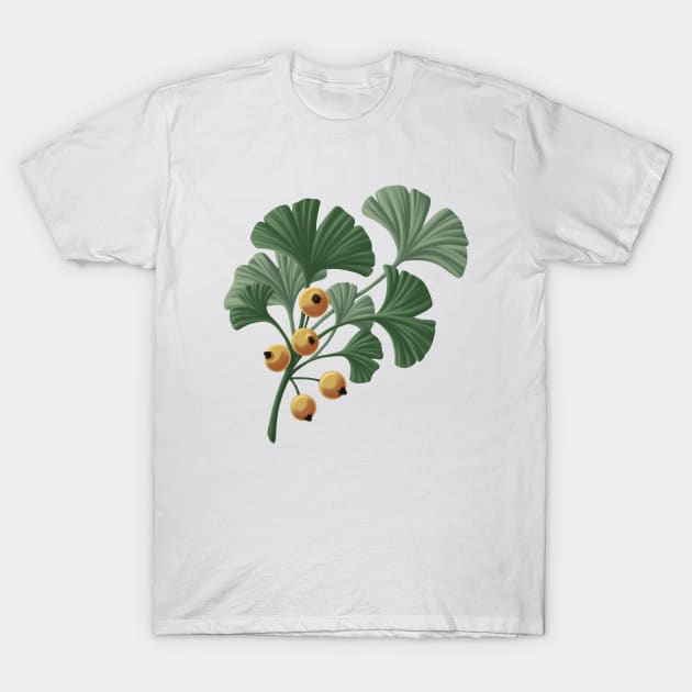 Ginkgo with berries T-Shirt by Dawn draws